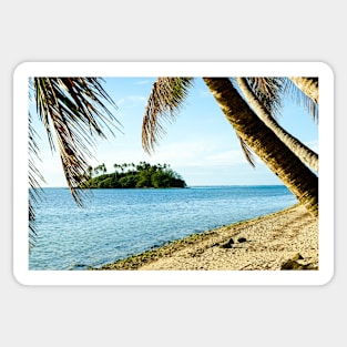 Tropical scene, palms, beach and turquoise sea Sticker